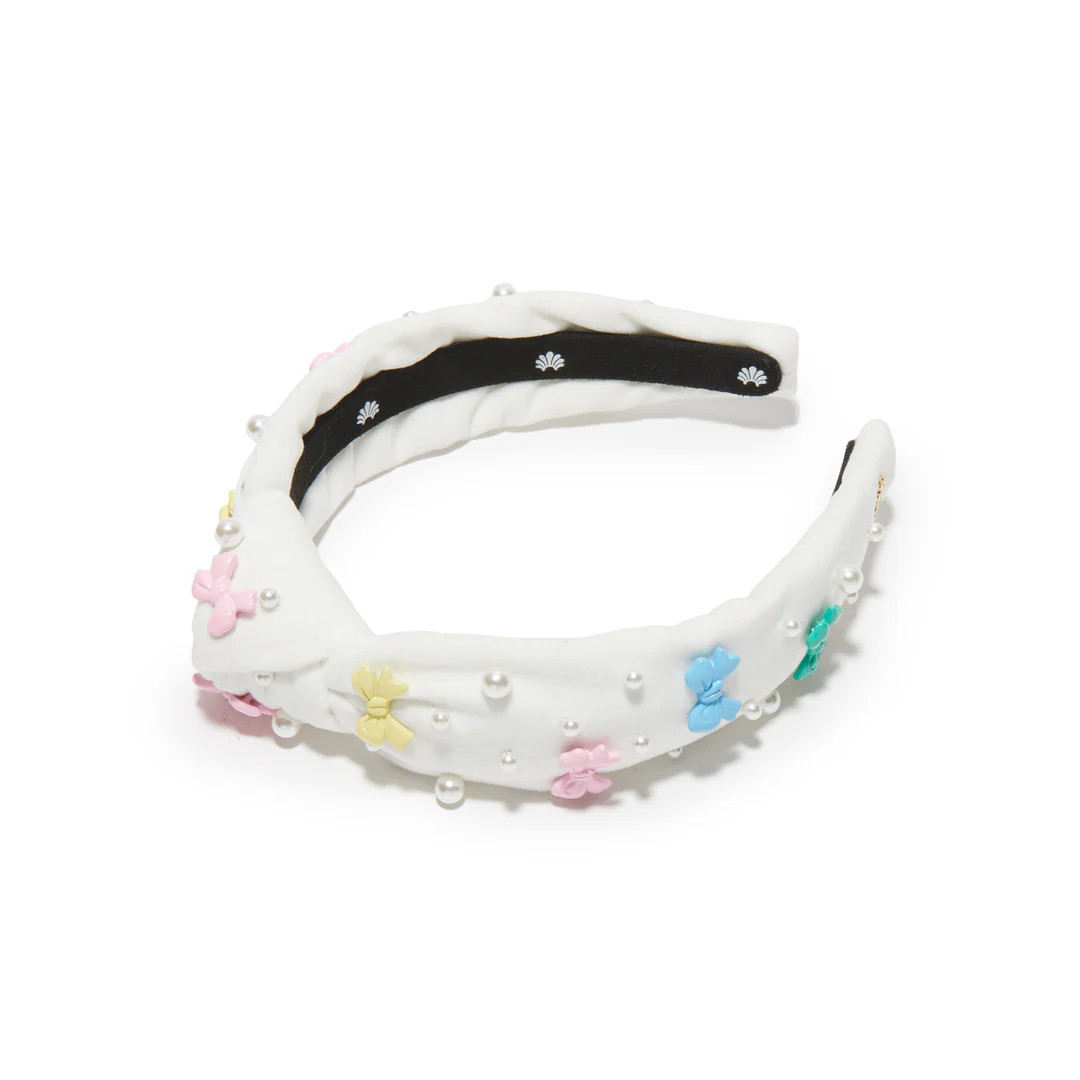 T.B.B.C. x Lele Sadoughi Knotted Headband (Kids) - Palmetto Pearl with Bows & Pearls | The Beaufort Bonnet Company