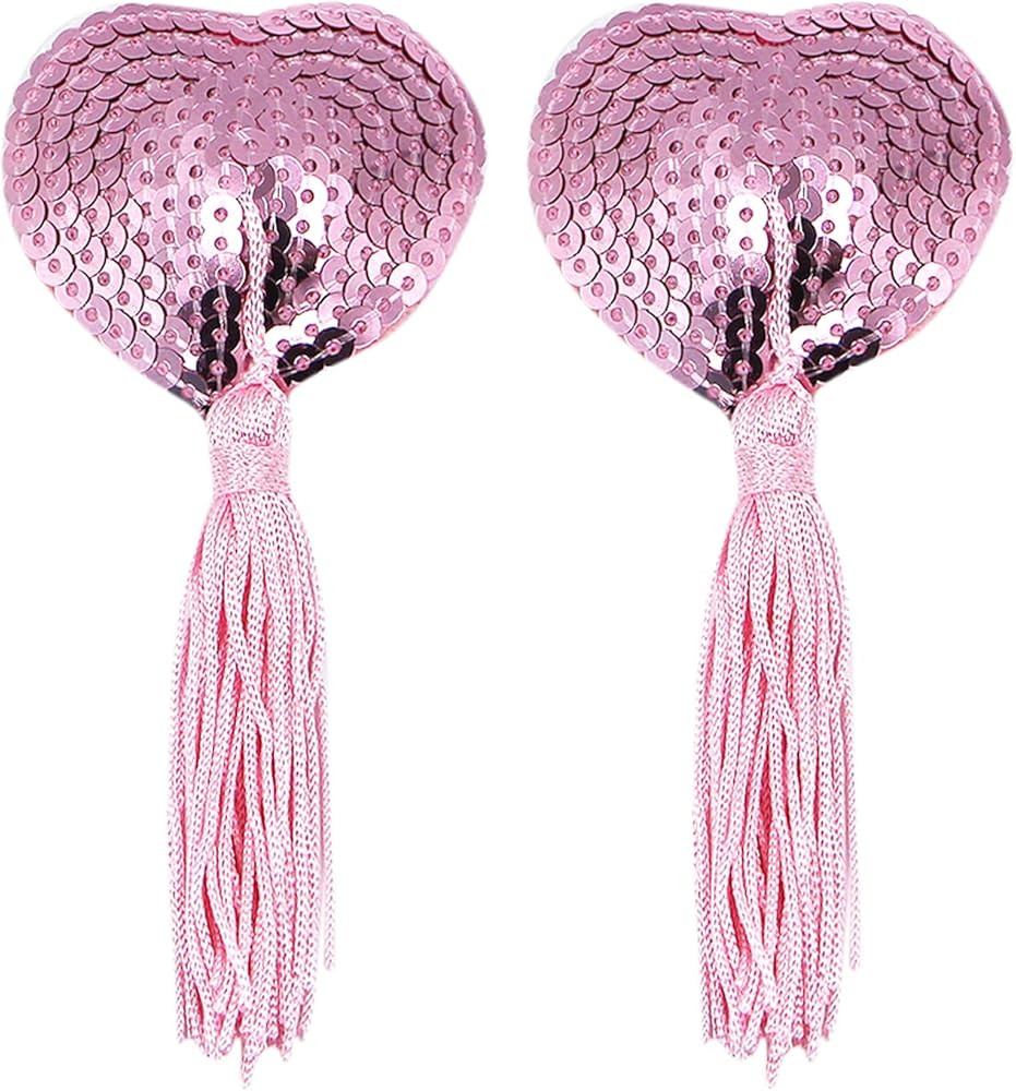 JUMISEE Reusable Adhesive Nipple Cover,Shiny Sequin Silicone Heart-Shaped Breast Pads Pasties Bra... | Amazon (US)