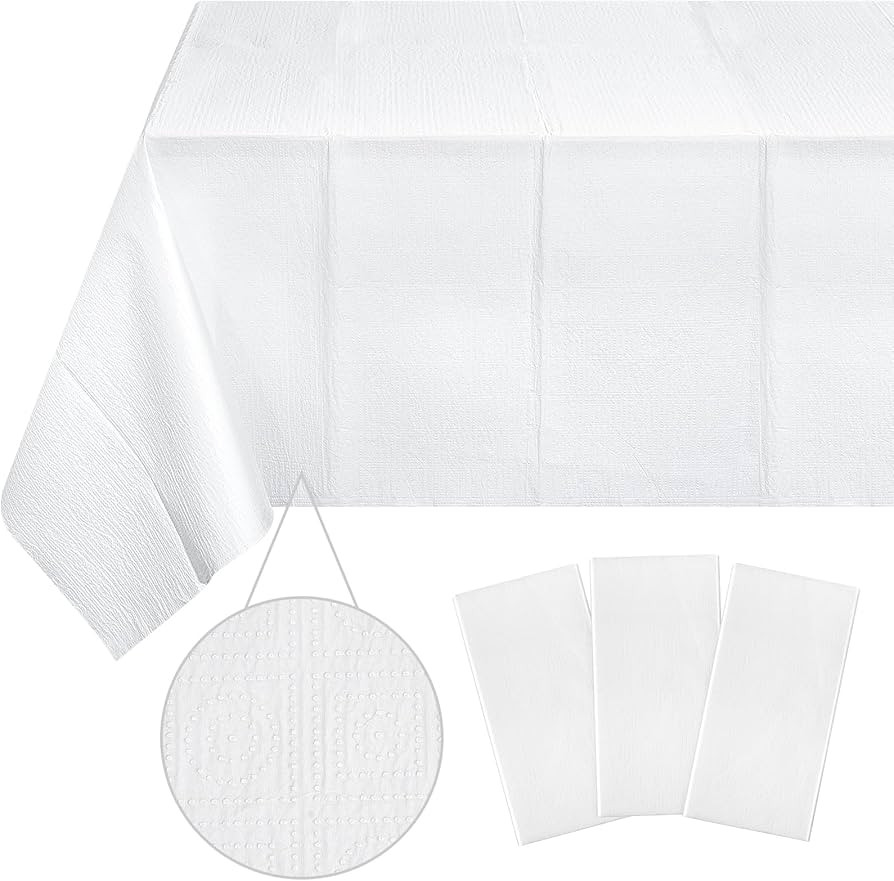 Ragnhild 3 Pack White Paper Tablecloths for Rectangle Tables, 3 Ply Paper Disposable Table Cloths... | Amazon (US)
