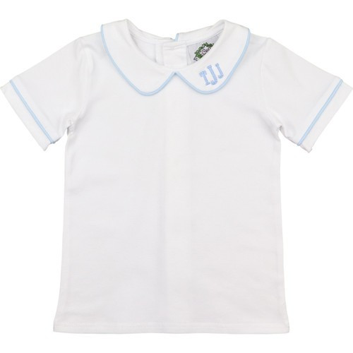 Boy's White And Blue Peter Pan Shirt | Cecil and Lou