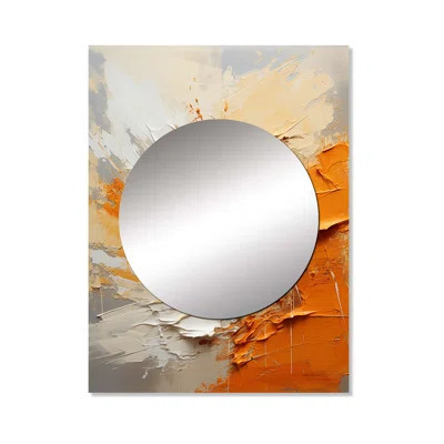 Orange and beige Echoes of modern shapes I - Abstract Painting Unique Mirror, Orange Large Wall Mirror, Printed Metal Art | Wayfair North America