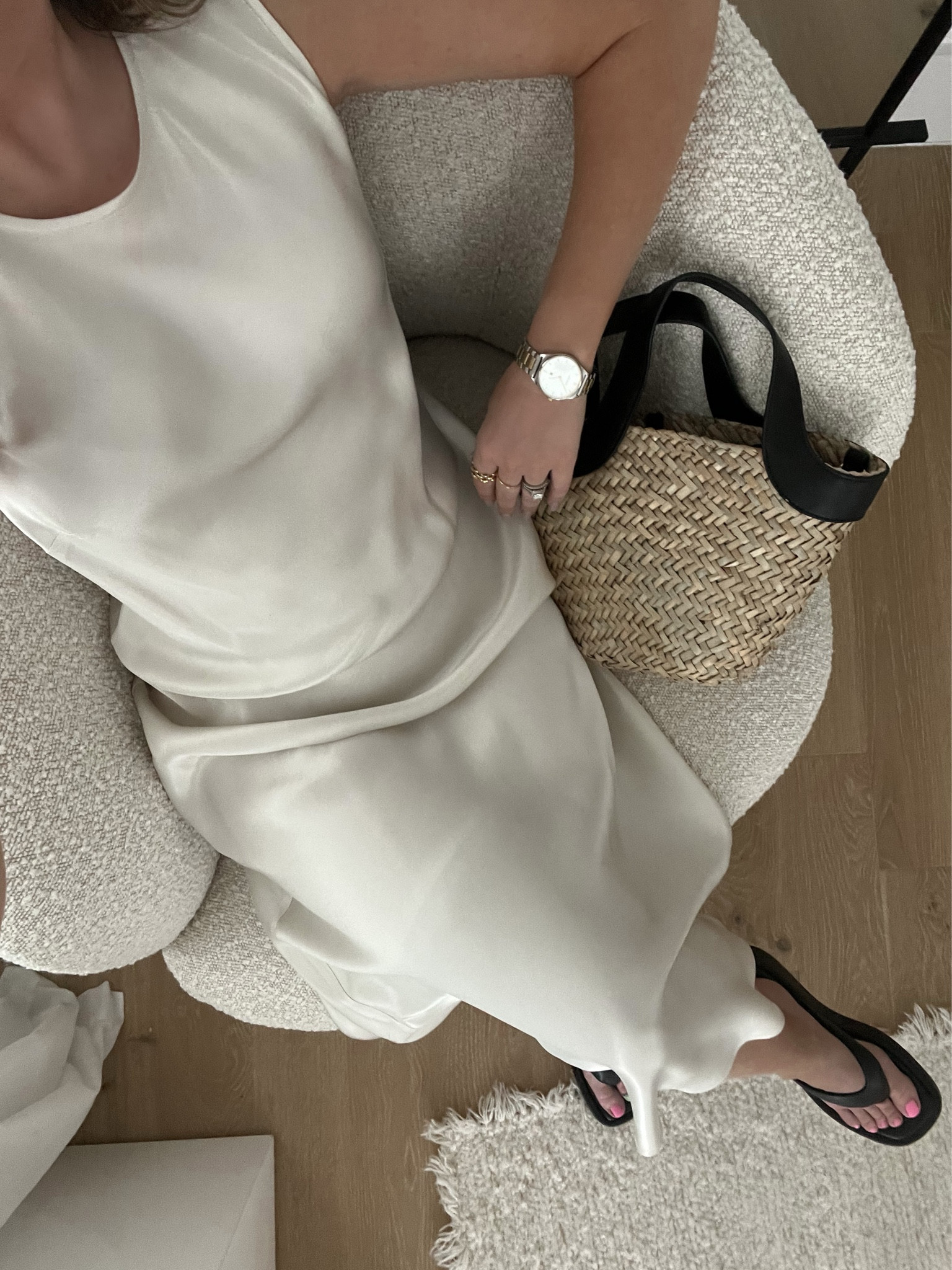 Slip dress, rattan bag

#LTKshoecrush #LTKstyletip #LTKunder100