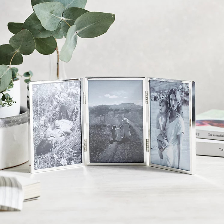 Triple Aperture Hinged Fine Silver Photo Frame – 4x6” | The White Company UK & ROW