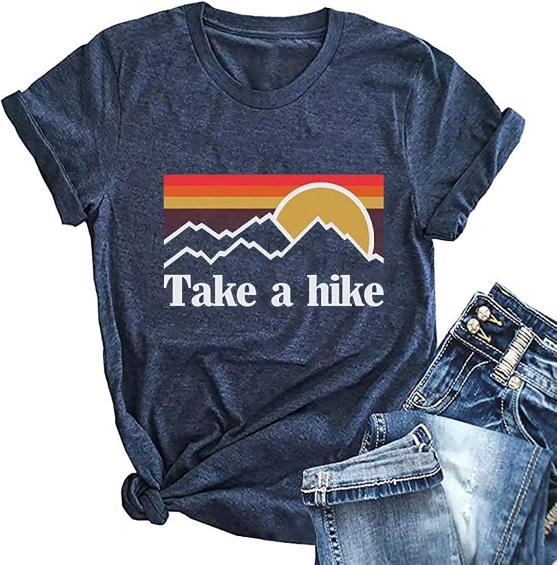 Xiaomomo Womens Take A Hike Printed Short Sleeves T-Shirt Casual Camping Hiking Graphic Tee Tops | Amazon (US)