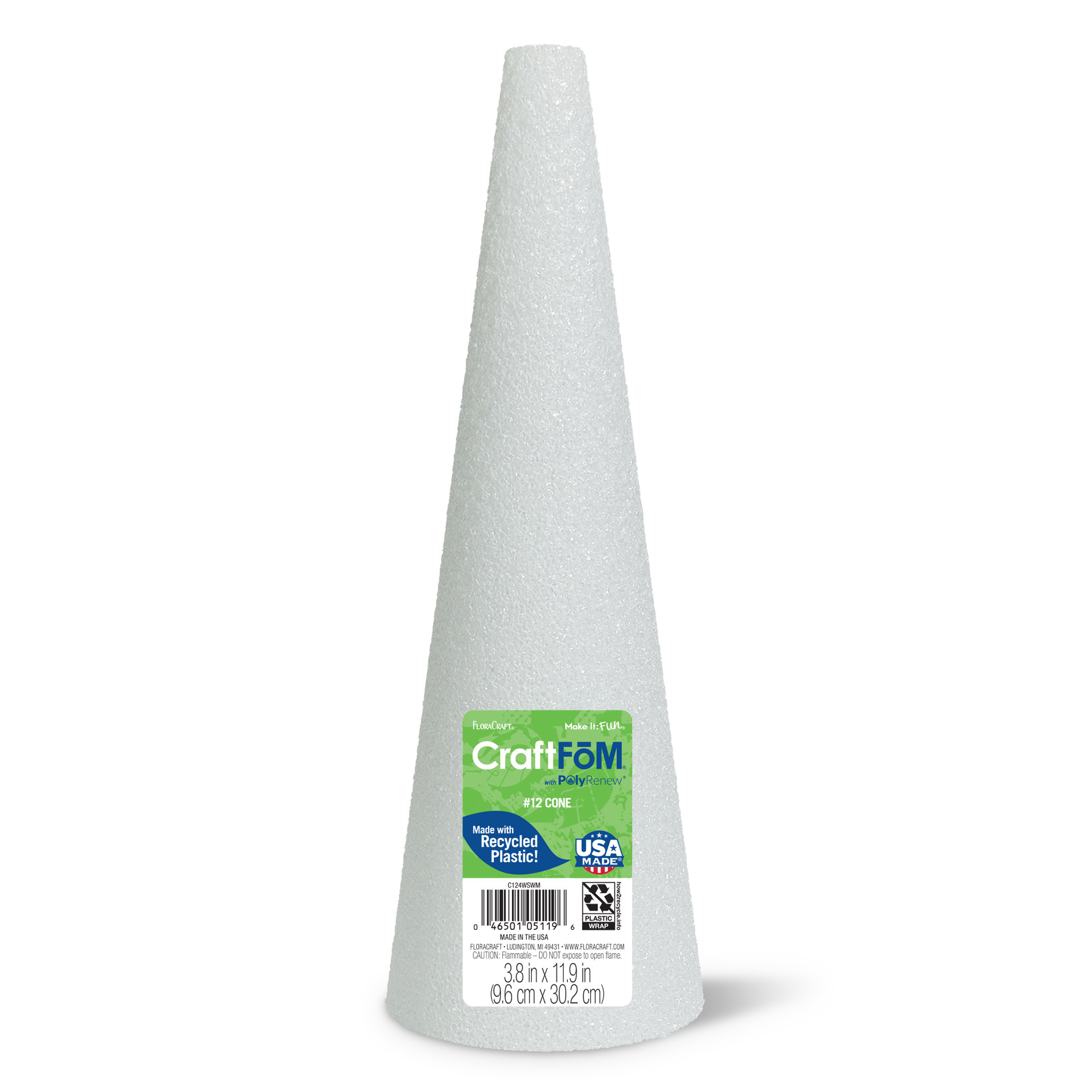 FloraCraft CraftFōM Cone 3.8 inch x 11.9 inch White - Walmart.com | Walmart (US)
