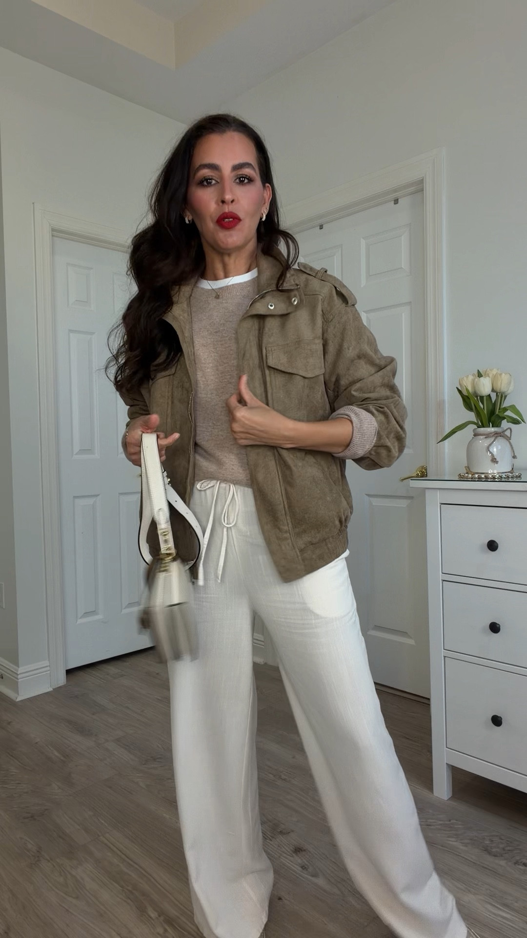 ‼️All details and sizing ⬇️
Size S in cream pants, sweater and jacket.
Lipstick is The mvp.
Size M in black pants. Size L in white Ralph Lauren sweater. Black sandals are tts. 
Adding similar sneakers.


#LTKootd #LTKSaleAlert #LTKTravel