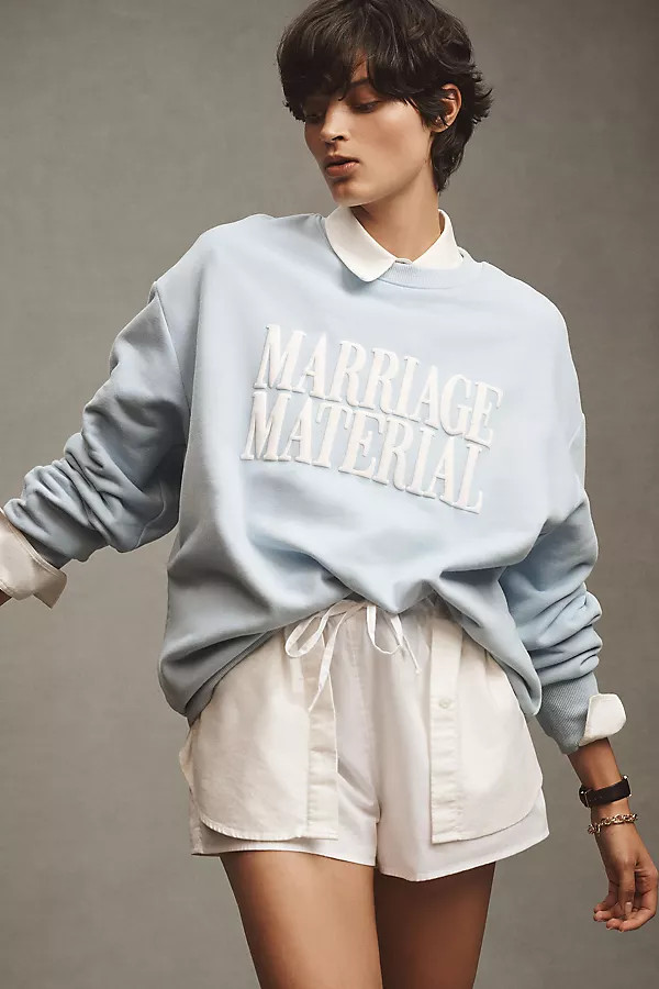 Marriage Material Oversized Crew-Neck Sweatshirt | Anthropologie (US)