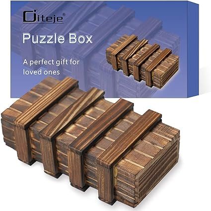 Diteje Puzzle Box, Magic Wooden Box Puzzle Case Gift Card Holders with Secret Hidden Compartment ... | Amazon (US)