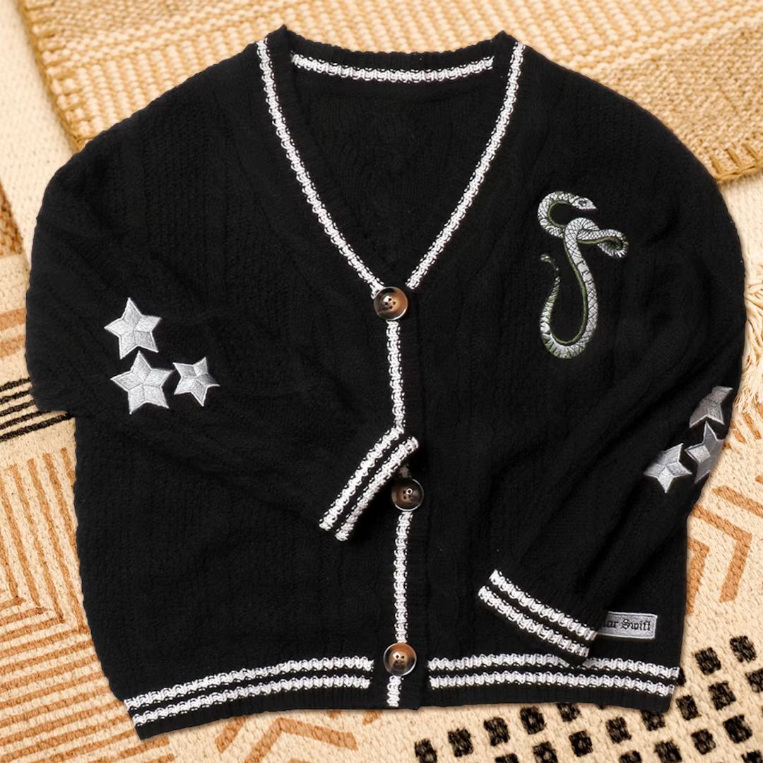 Ashan Folklore Reputation Cardigan Knitted Holiday Black - Etsy | Etsy (US)