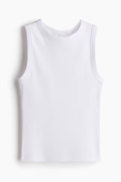 H & M - Ribbed Tank Top - White | H&M (US + CA)
