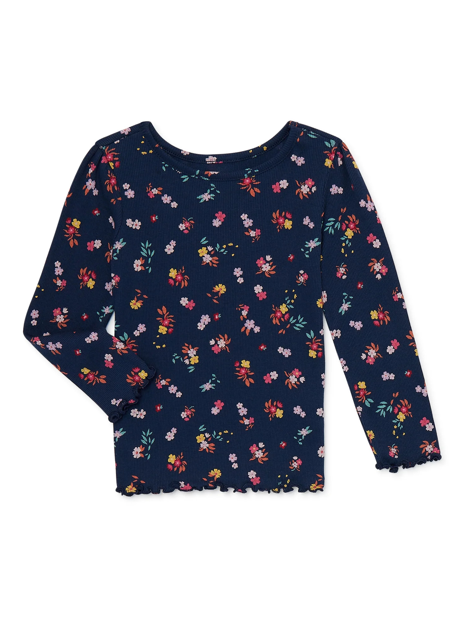 Garanimals Baby and Toddler Girls Long Sleeve Print Rib T-Shirt, Sizes 12 Months-5T - Walmart.com | Walmart (US)