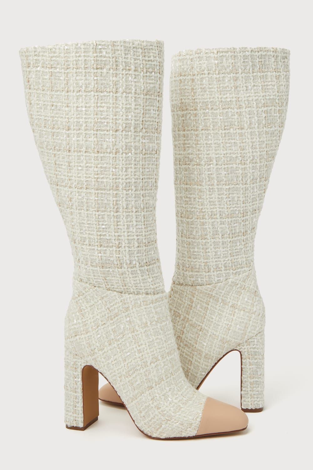 Ally-C Natural Multi Boucle Knee-High Boots | Lulus (US)