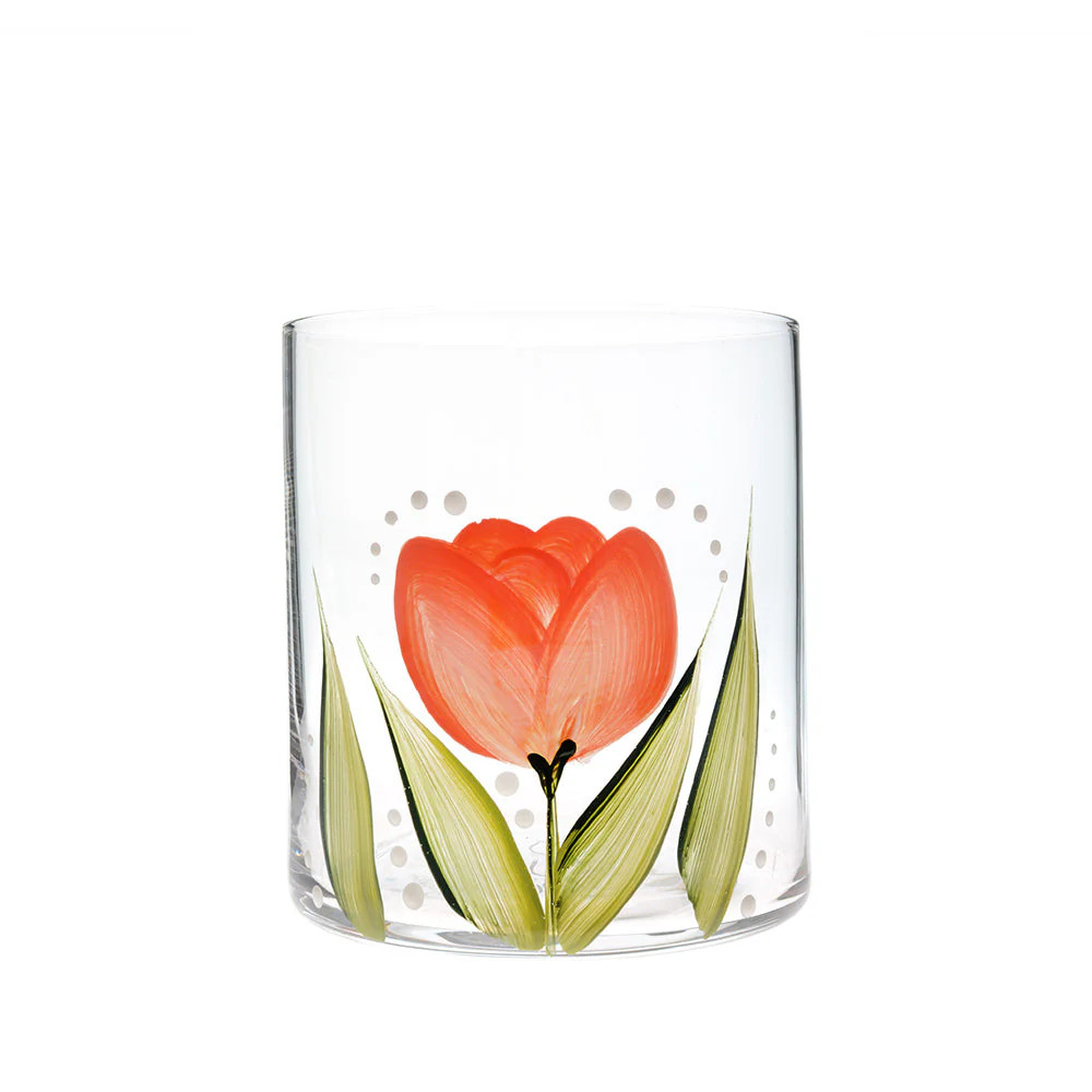Peach Tulip Crystal Tumbler | Over The Moon