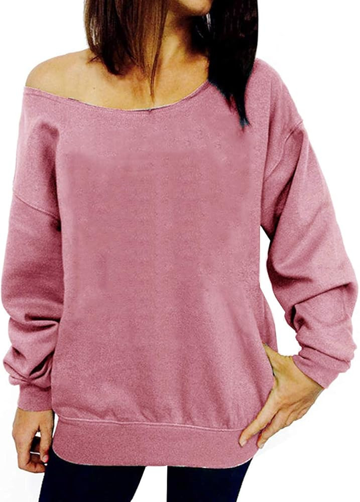 Dutebare Women Off Shoulder Sweatshirt Slouchy Shirt Long Sleeve Pullover Tops | Amazon (US)