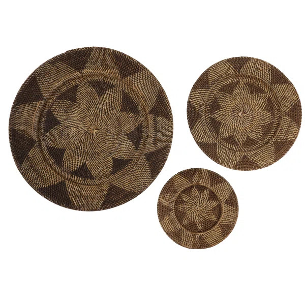 3 Piece Round Wicker Basket Trays Wall Décor Set | Wayfair North America
