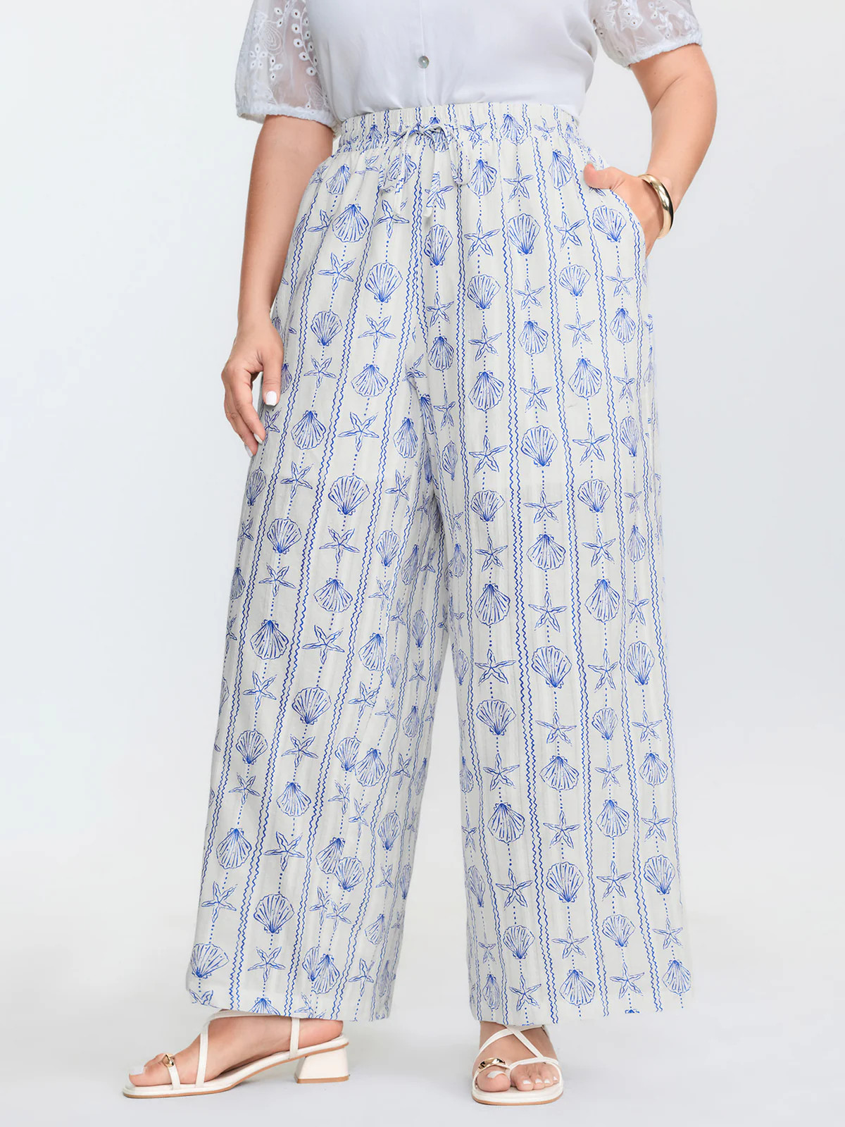 Cotton Floral Print Straight-Leg Pants | Bloomchic