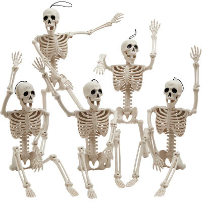 Joyfy 16" 5 PCS Halloween Skeleton Decorations Full Body Poseable Joints for Halloween Party Favors Spooky Scene Decor Haunted House Graveyard Props | Target