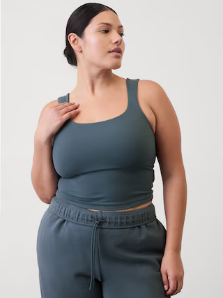 Transcend Square Neck Crop Bra D-DD | Athleta