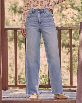 Logan Super Stretch High Rise Relaxed Raw Hem Jeans | VICI