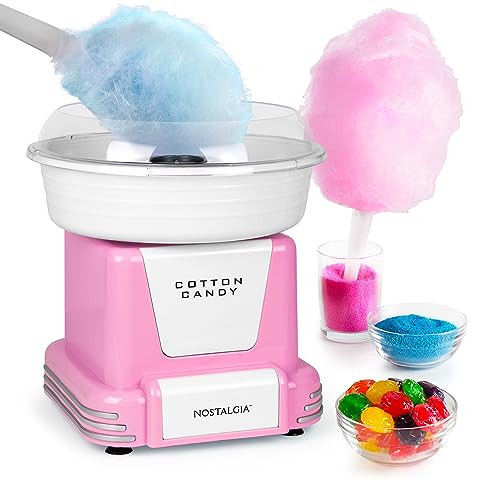Nostalgia Cotton Candy Machine - Retro Cotton Candy Machine for Kids with 2 Reusable Cones, 1 Sugar Scoop, and 1 Extractor Head – Pink | Amazon (US)