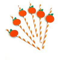 12 Pieces Orange With Stripes Paper Straw -, Birthday Party, Beach Baby Shower, Table Decor | Etsy (US)