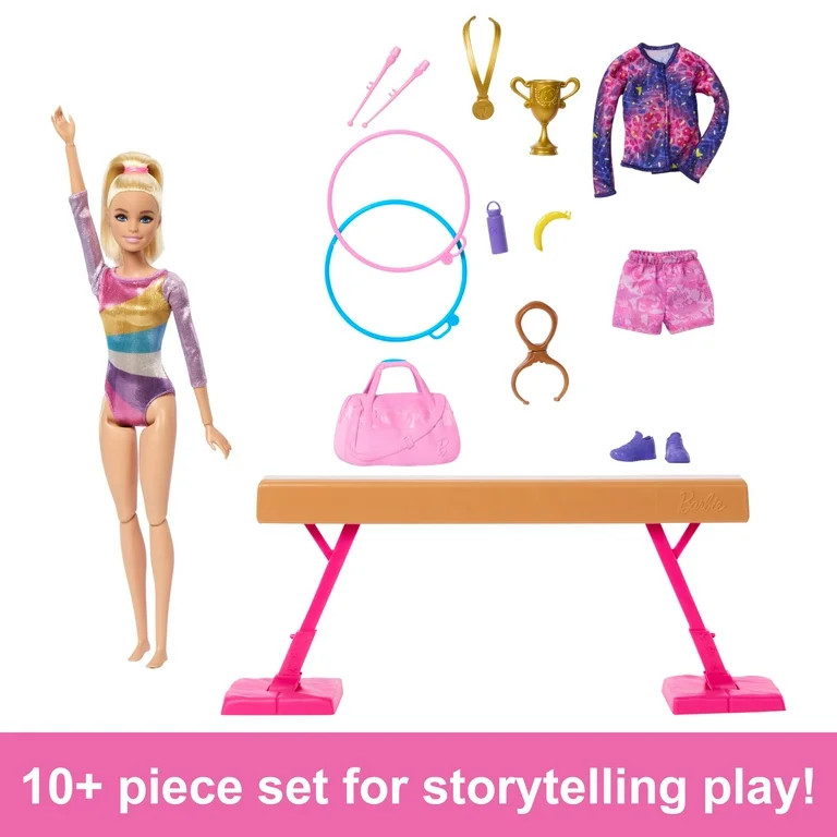 Barbie Gymnastics Playset with Blonde Fashion Doll, Balance Beam and Accessories, 3 Years & up | Walmart (US)