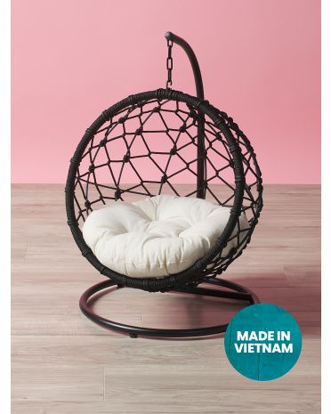 28in Rope Hanging Pet Chair With Cushion | HomeGoods