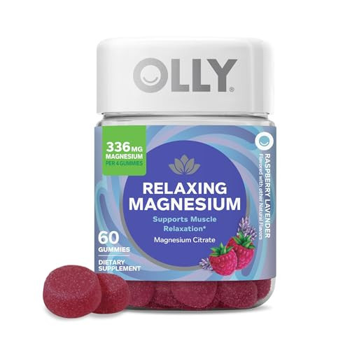 OLLY Relaxing Magnesium Gummies, Supports Muscle Relaxation*, Magnesium Citrate, Raspberry Lavender Flavor, 15 Day Supply - 60 Count | Amazon (US)