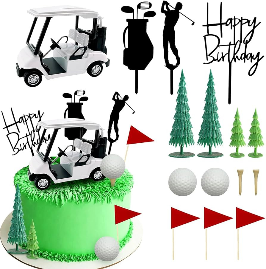 UgyDuky 15Pcs Golf Cake Decorations Golf Cart Cake Toppers, Happy Birthday Cake Toppers, Mini Gol... | Amazon (CA)