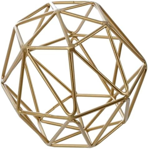 MyGift 3D Art Geometric Abstract Sculpture, Gold Tone Metal Wire Orb Decorative Ball, 6.4 Inch Ho... | Amazon (US)