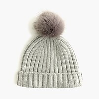 Ribbed beanie with faux-fur pom-pom | J. Crew US
