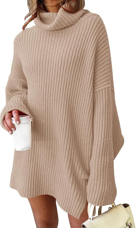 LILLUSORY Womens Turtleneck Oversized Long Sweater Dress 2024 Plus Size Tunic Pullover Knit Fall ... | Amazon (US)