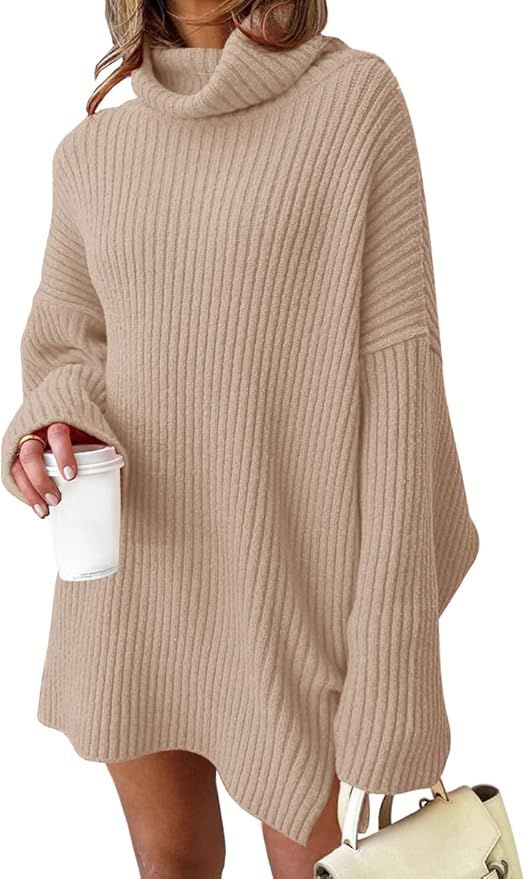 LILLUSORY Womens Turtleneck Oversized Long Batwing Sleeve Sweater Dress 2024 Plus Size Tunic Pull... | Amazon (US)