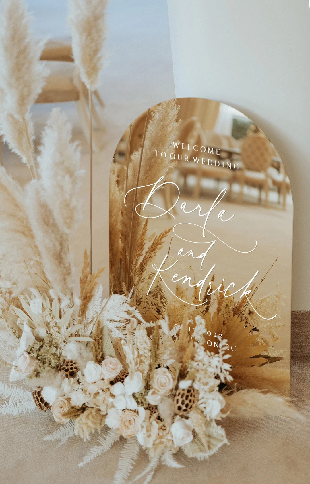 Gold Mirror Welcome Sign  Arched Gold Mirror Sign  Wedding - Etsy | Etsy (US)