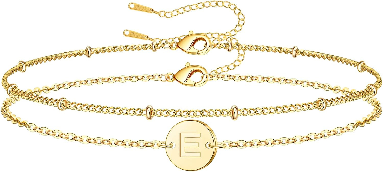 Gifts for Women Mom Daughter A-Z Letter Initial Bracelets Layered | Amazon (US)
