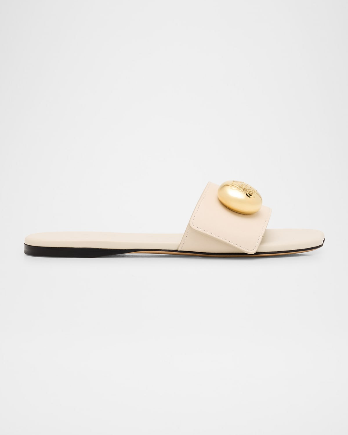 Pebble Leather Slide Sandals | Neiman Marcus