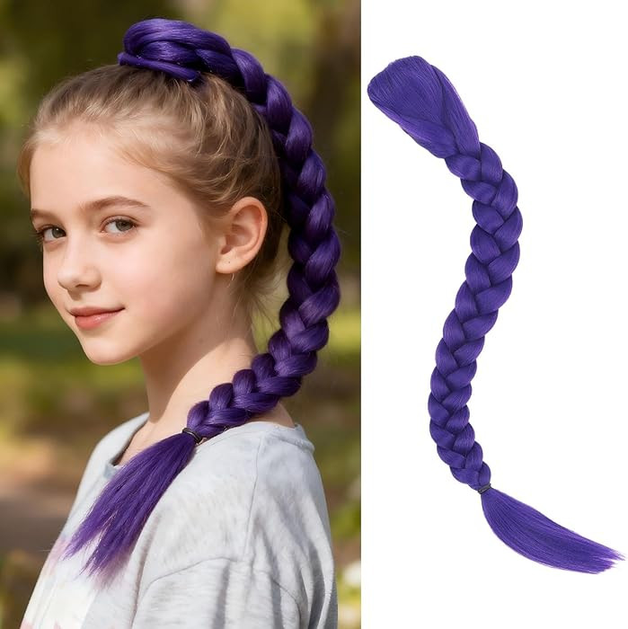 Sosihua 26 inch Purple Braid Clip in Ponytail Hair Extension | Long Pre Stretched Ponytail Extens... | Amazon (US)