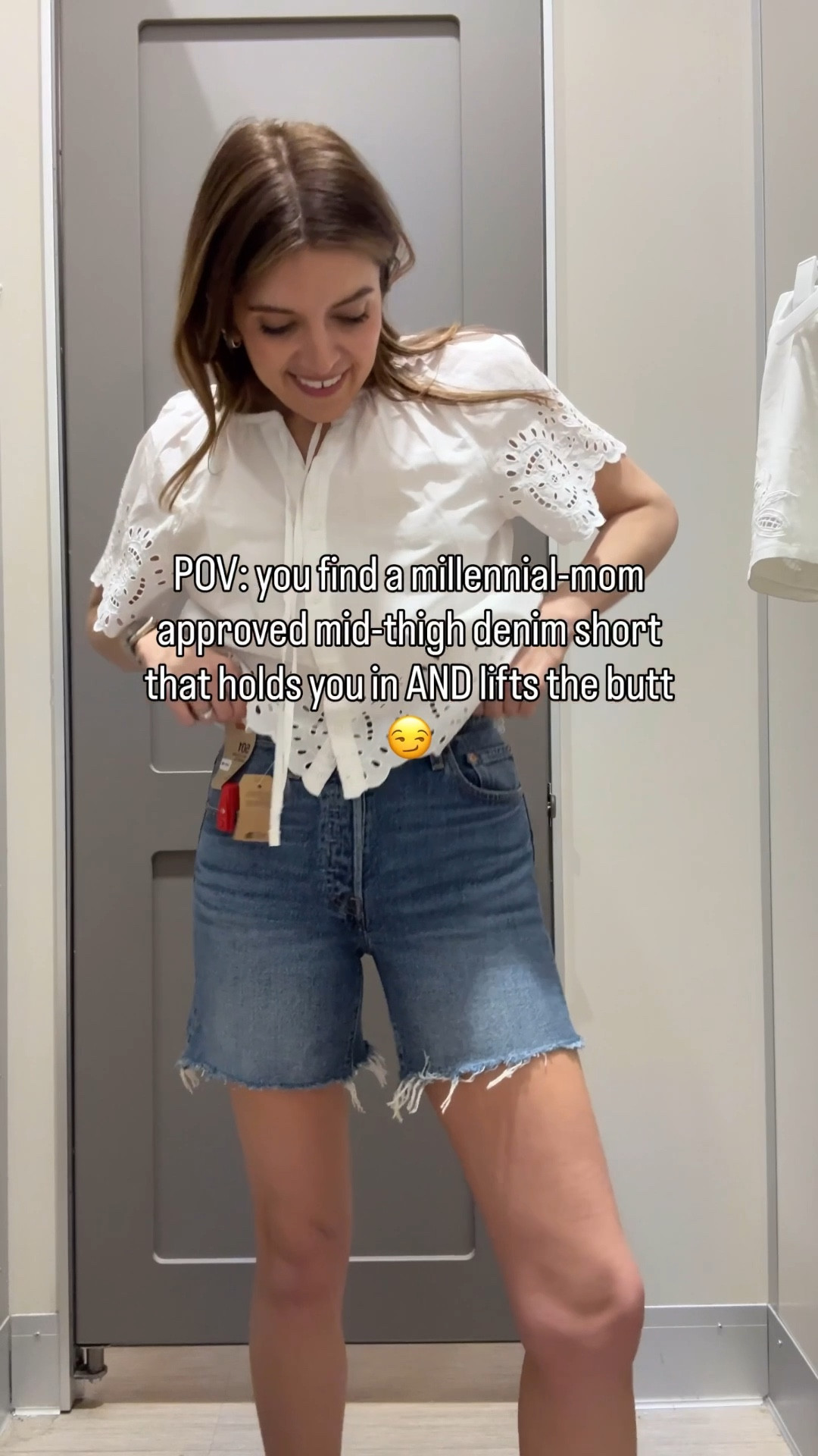 The mid thigh shorts that actually lift the butt. 👀 I’m 5’7” and a typical 4 in a size 27. 

#LTKOver40 #LTKTall