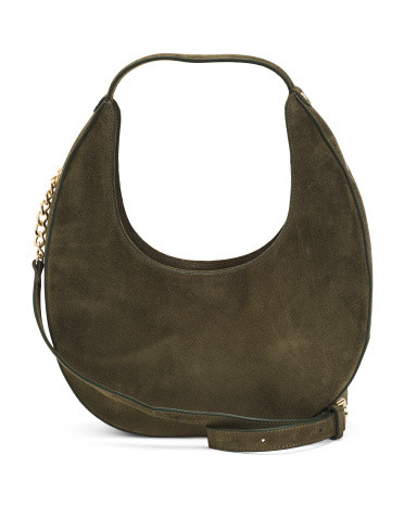Made In Italy Suede Oval Crossbody Detachable Chain Strap | TJ Maxx