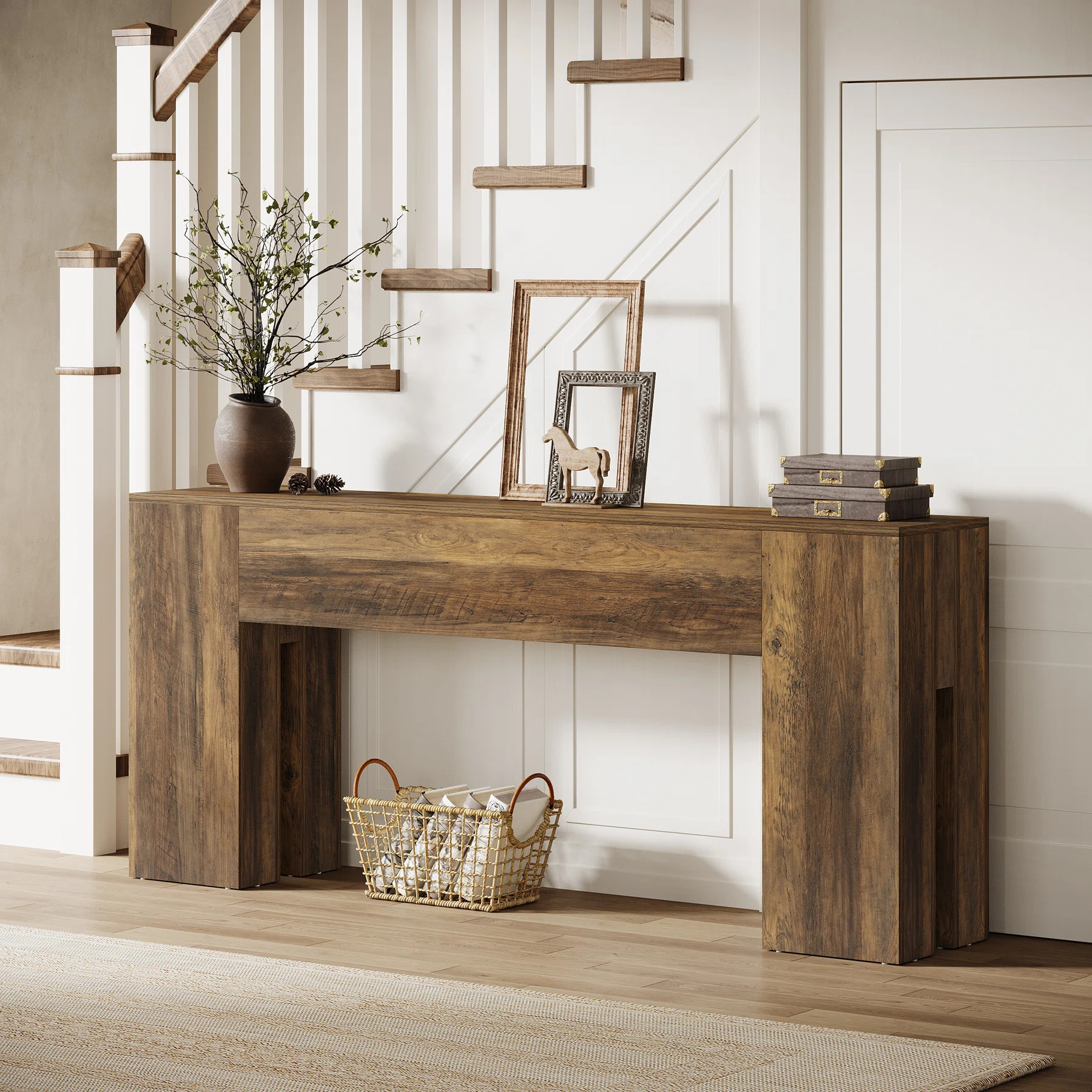 71" Farmhouse Console Table For Entryway, Long Sofa Table Behind Couch | Wayfair North America