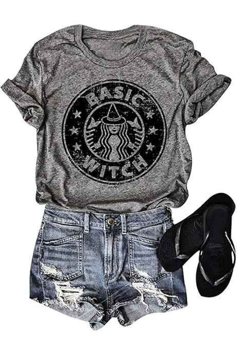 OUNAR Halloween Shirt for Women Funny Graphic Basic Witch Tops Fall Hocus Tee | Amazon (US)