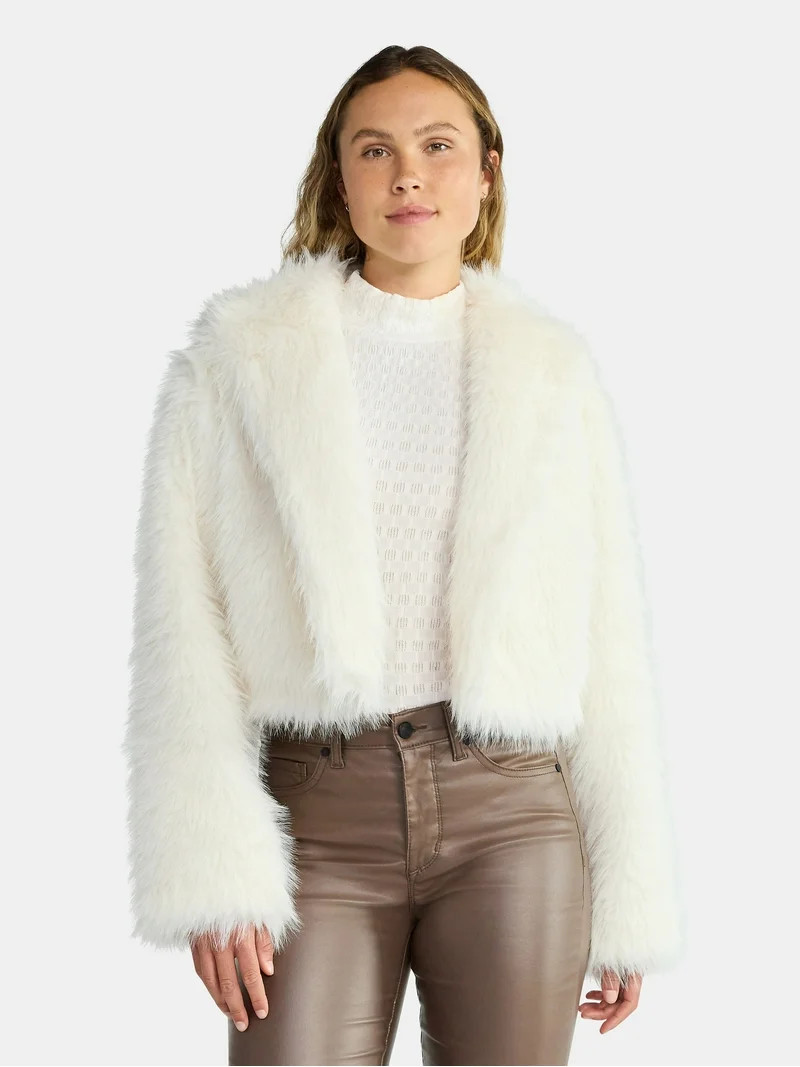 Madden NYC Women's Faux Fur Cropped Jacket, Sizes XXS-XXL | Walmart (US)