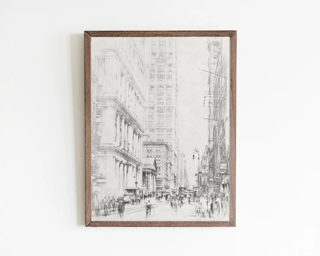 Vintage New York City sketch poster, NYC wall art, New York City architecture drawing art print, ... | Etsy (US)