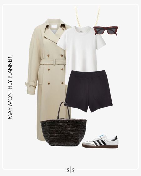 Monthly outfit planner: MAY: Spring looks | sweat shorts, white tee, trench coat, Samba sneakers, woven tote

Casual style, Athleisure, loungewear, activewear, weekend wear 

See the entire calendar on thesarahstories.com ✨ 


#LTKStyleTip