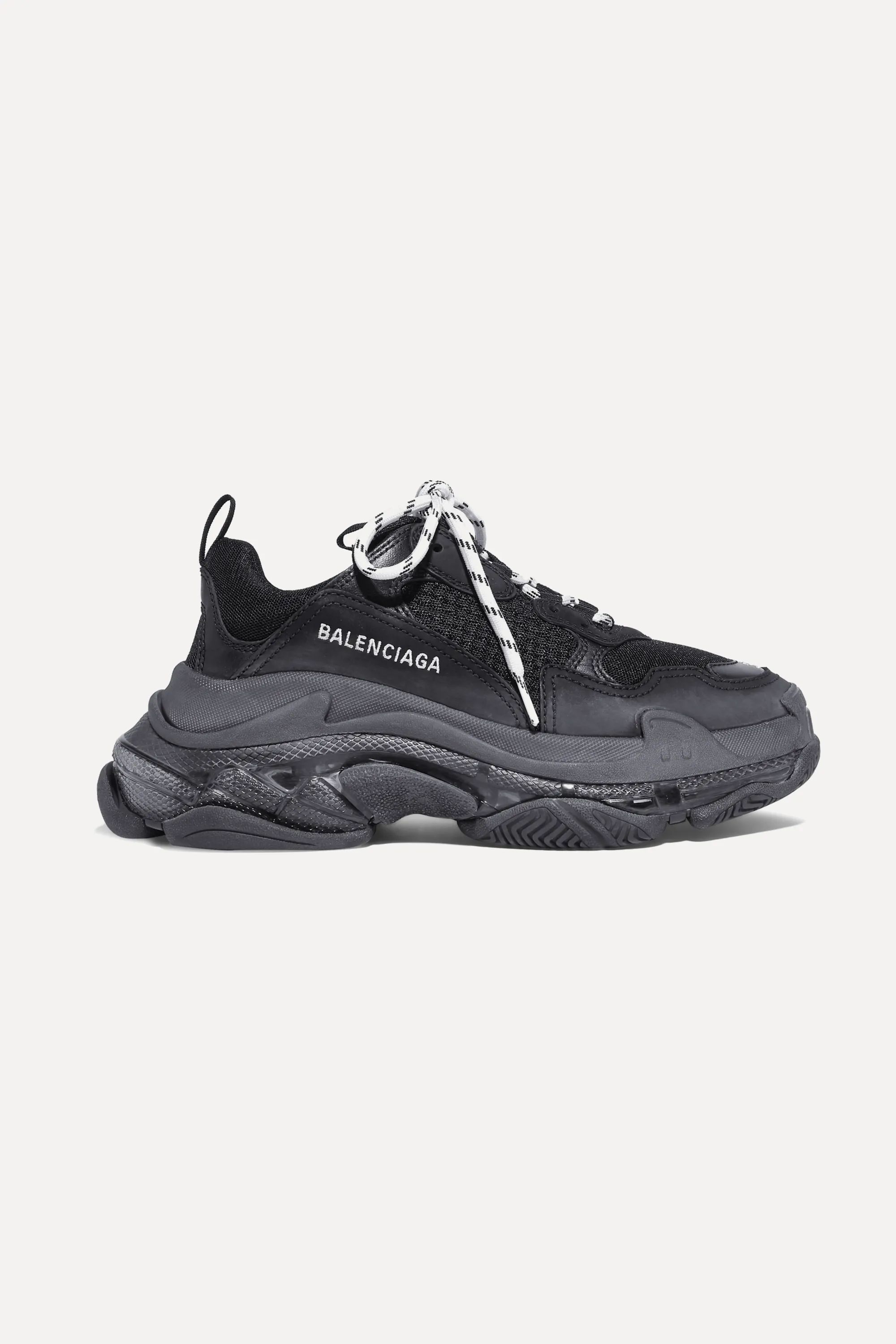Triple S Clear Sole logo-embroidered leather, nubuck and mesh sneakers | NET-A-PORTER (US)