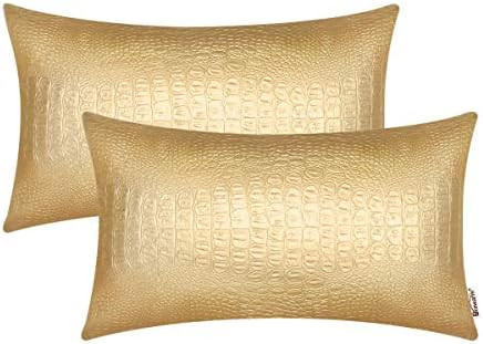 BRAWARM Pack of 2 Cozy Bolster Pillow Covers Cases for Couch Sofa Home Decoration Solid Dyed Croc... | Amazon (US)