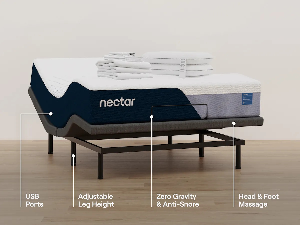 Premier Adjustable Bed Frame and Mattress Bundle | Nectar Sleep
