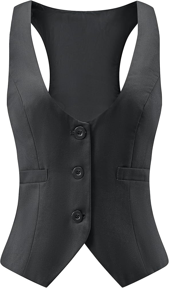 V VOCNI Suit Vest for Women Waistcoat Vest Vintage Steampunk Dressy Casual Racerback Vest Jacket | Amazon (US)