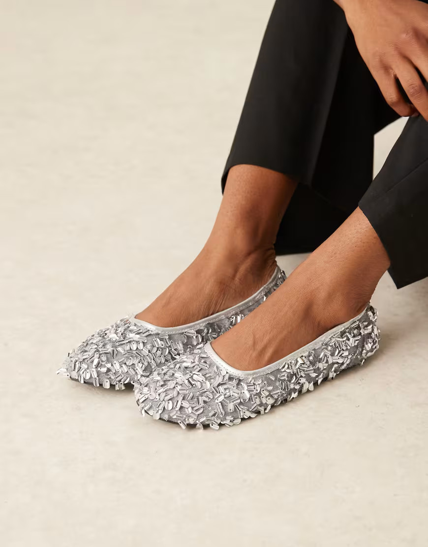 ASOS DESIGN Lucid sequin ballets in silver | ASOS (Global)