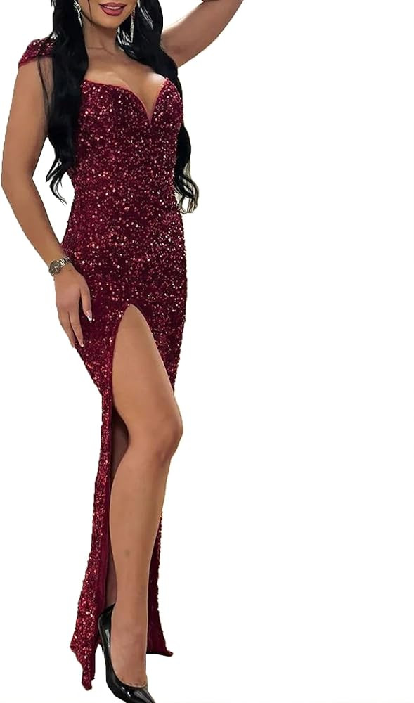 Zoctuo Womens Sexy Elegant Saparkly Sequins Solid Color Bodycon Cocktail Birthday Prom Dress Part... | Amazon (US)